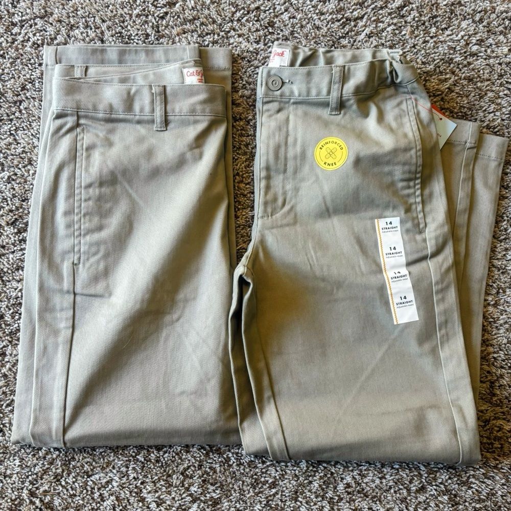 New Cat & Jack Boys Tan Khaki Chinos Uniform Pants